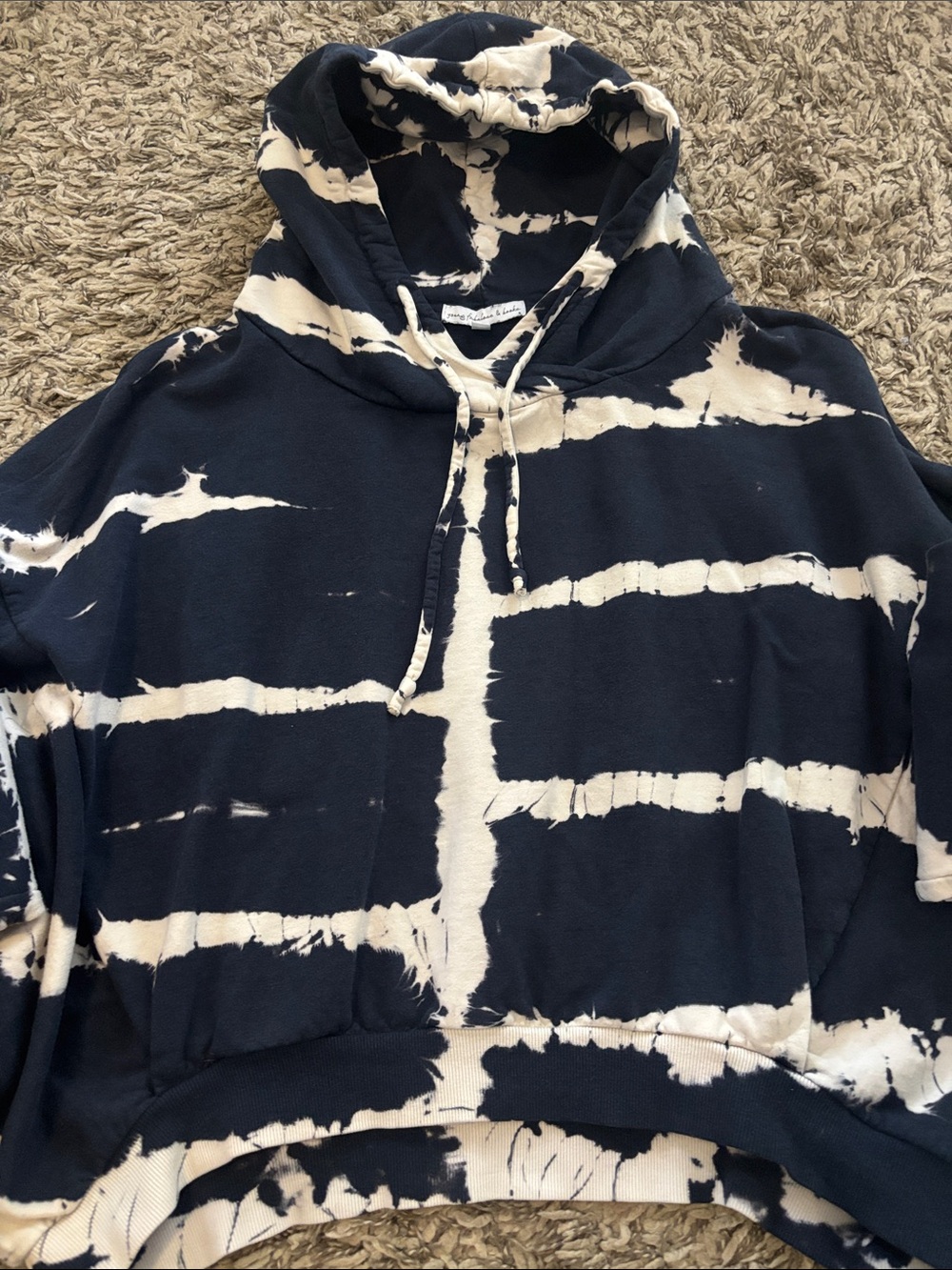 Young Fabulous & Broke Cropped Tie-Dye Hoodie in Navy and White - Picture 3 of 13